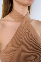 Débardeur en maille à col croisé