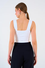 Crop top en tricot à col carré et découpe à la taille