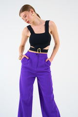 Crop top en tricot à col carré et découpe à la taille