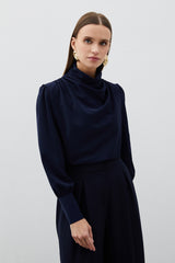 Mock Neck Blouse with Flared Sleeves