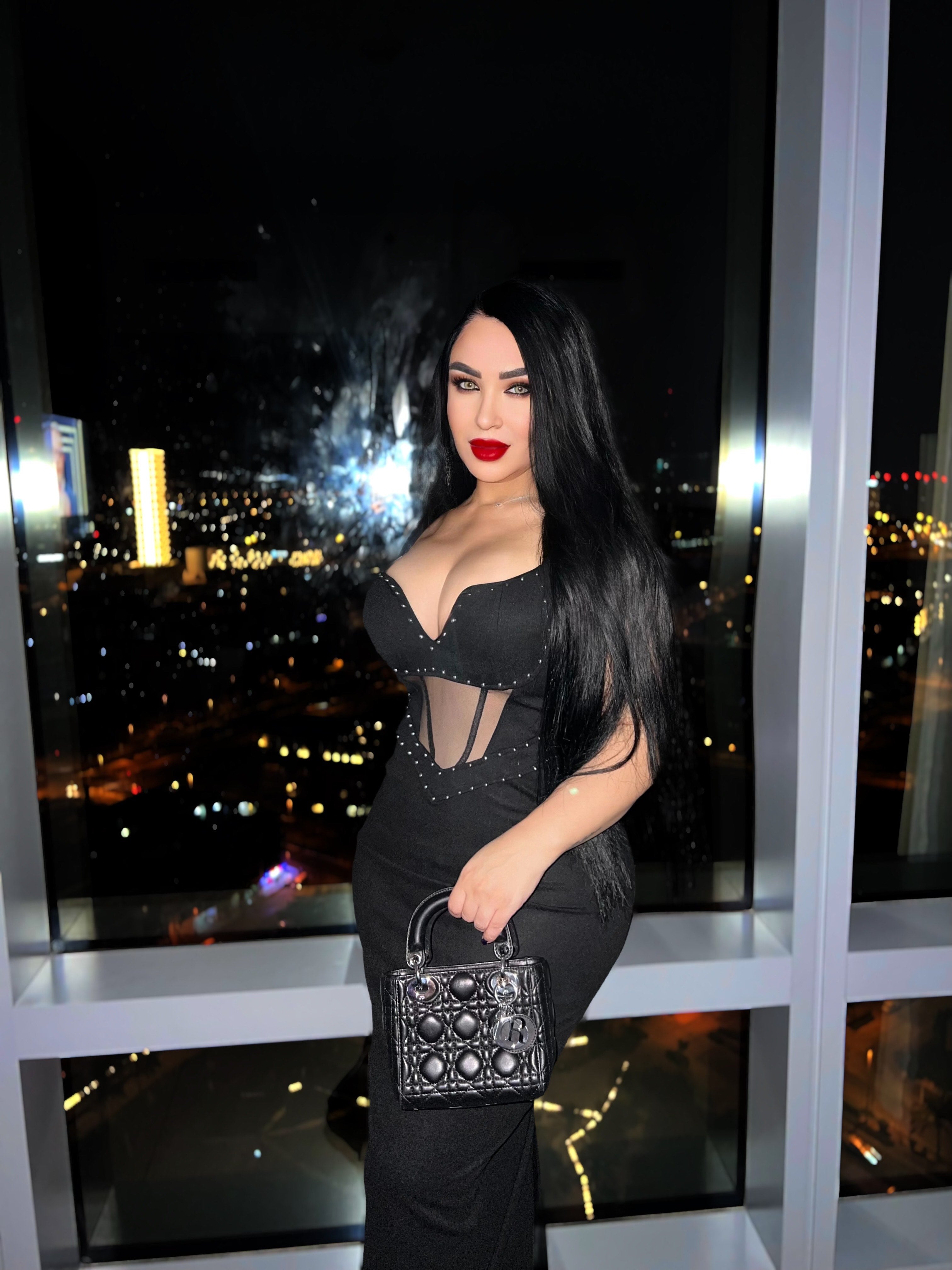 Robe longue avec détails en maille corset