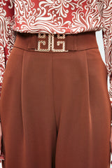 Pantalon large taille haute avec ceinture