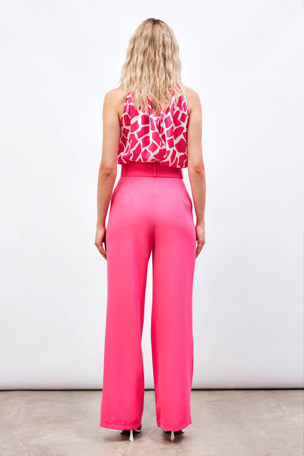 Pantalon Palazzo taille haute avec ceinture à boucle