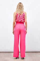 Pantalon Palazzo taille haute avec ceinture à boucle