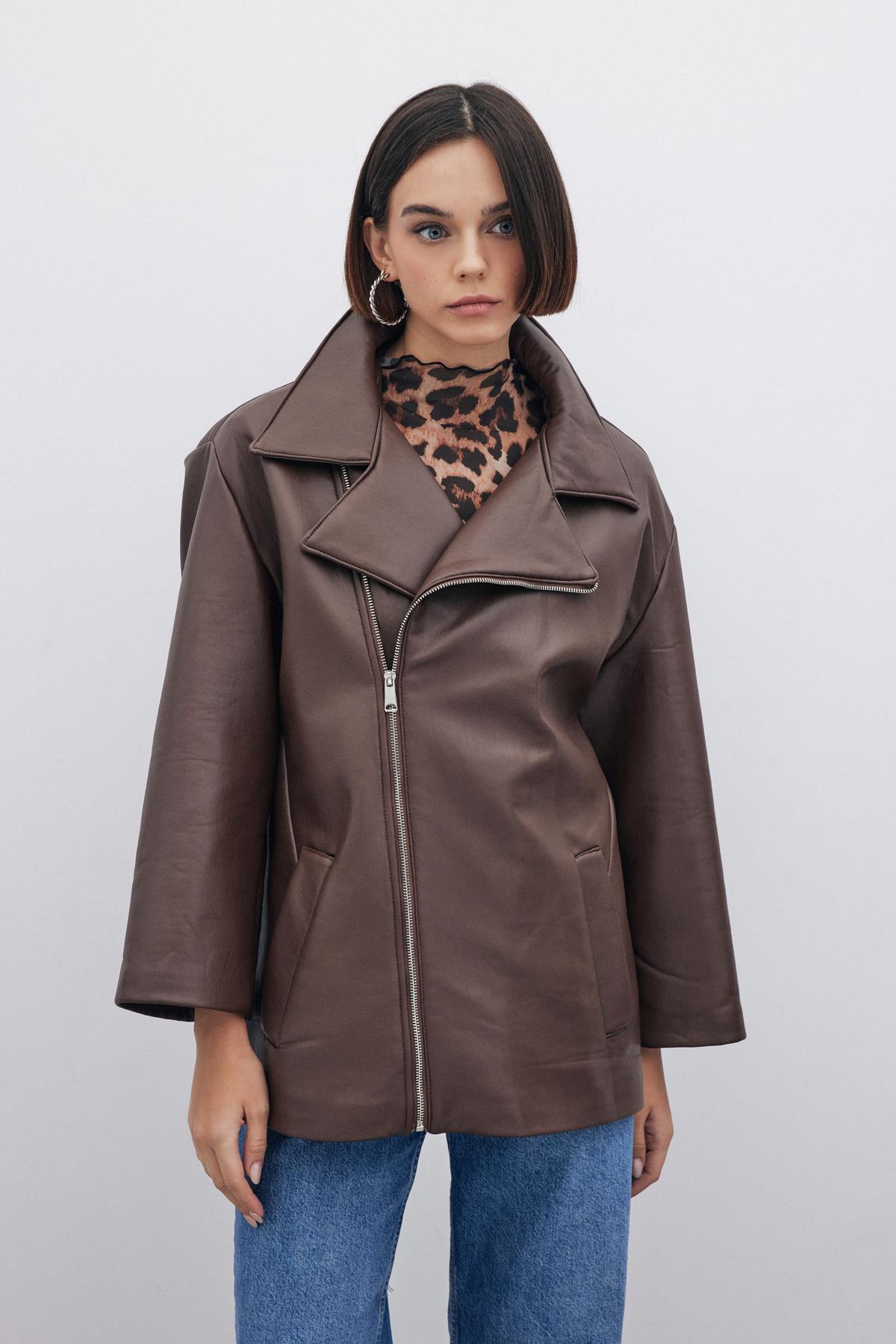 Veste en cuir décontractée