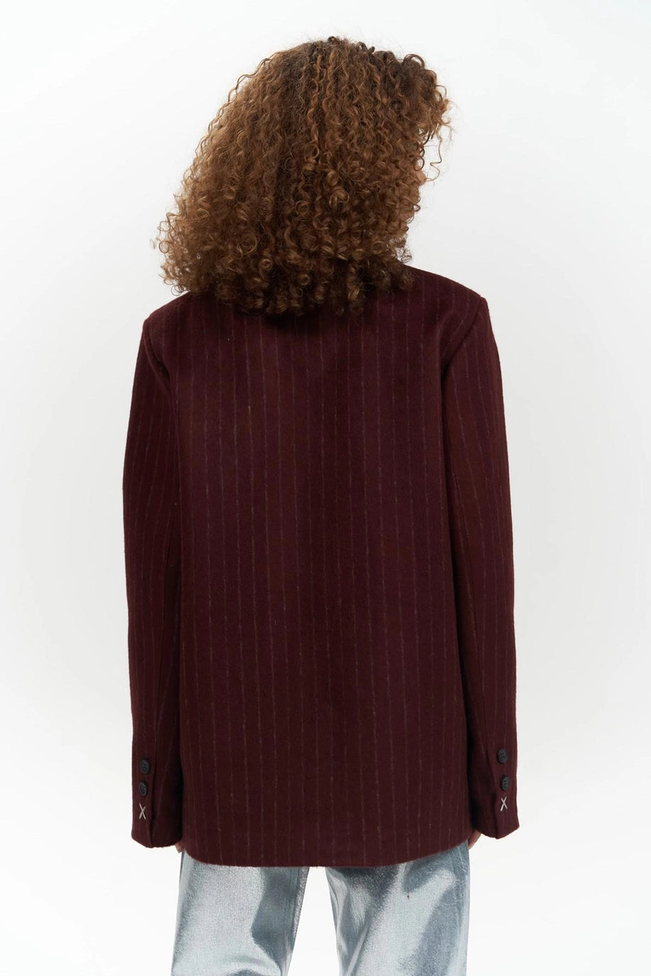 Blazer oversize à fines rayures