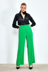 Pantalon large taille haute