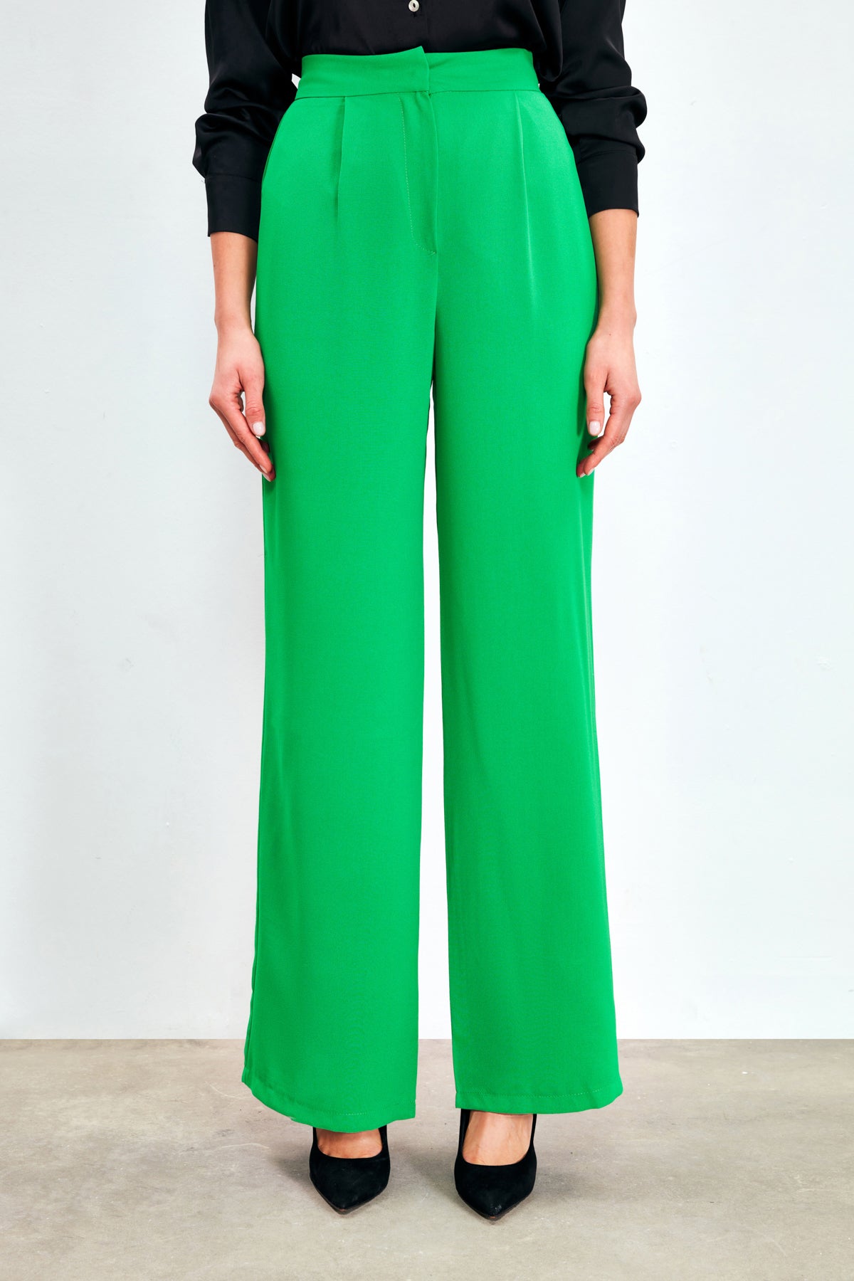 Pantalon large taille haute