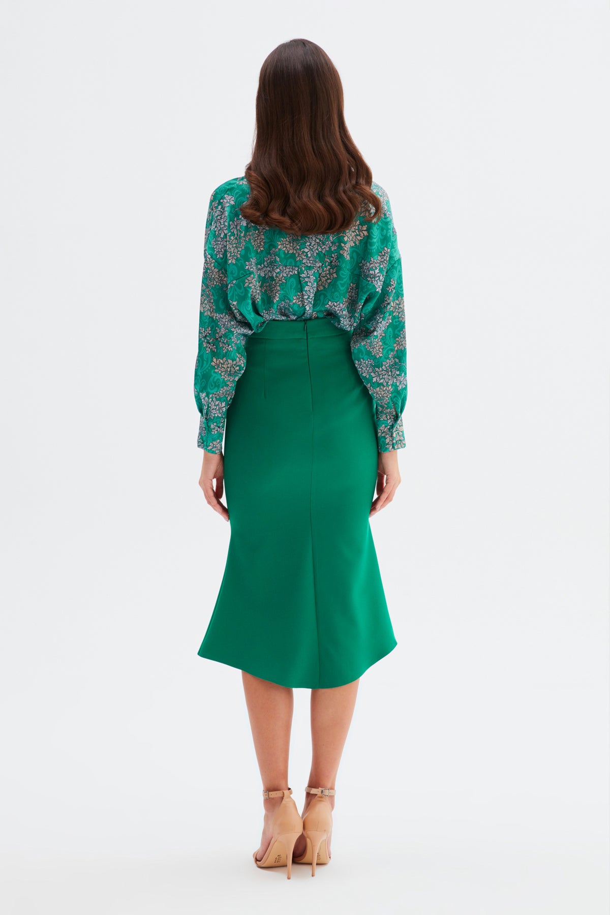 Jupe mi-longue sirène taille haute